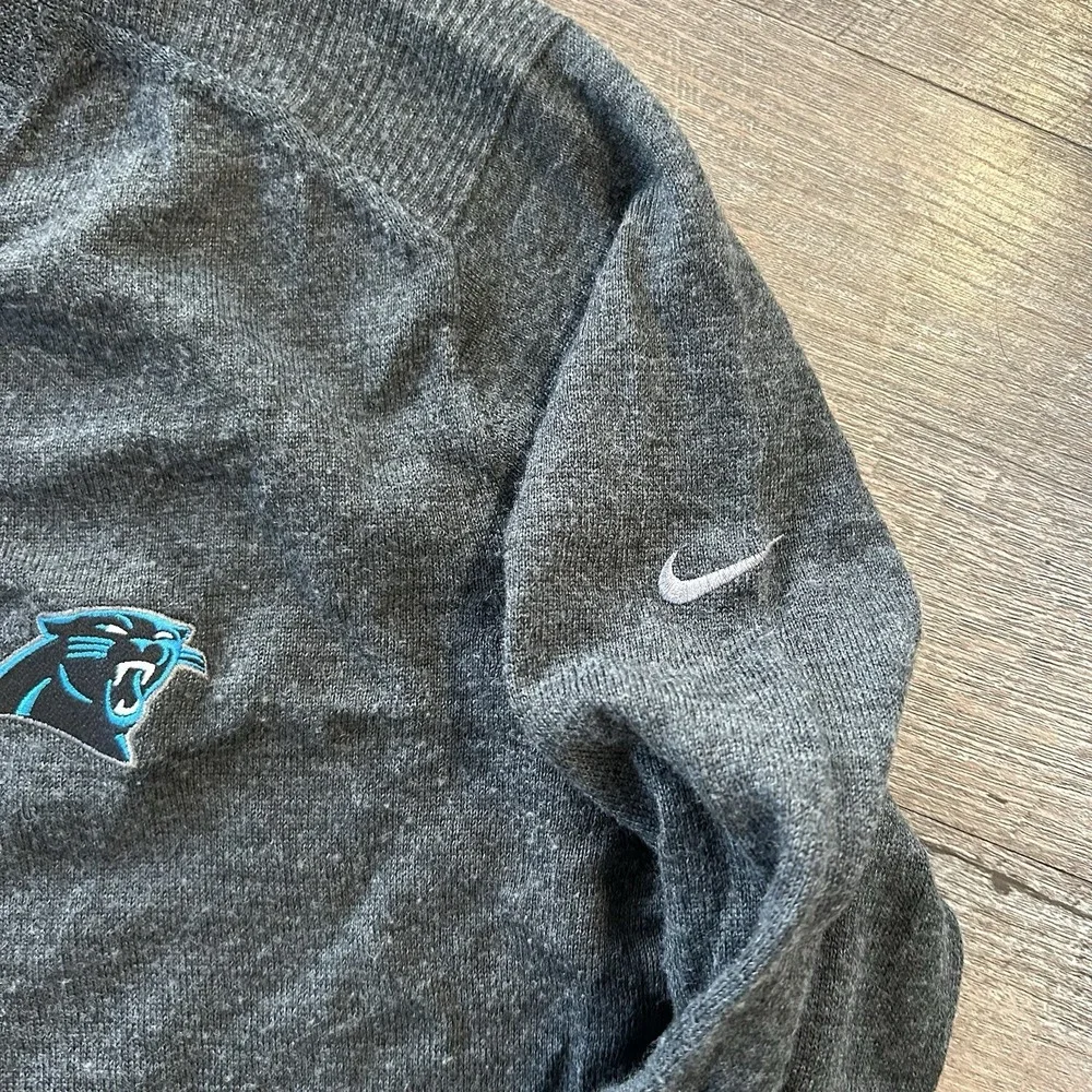 Nike Golf Sweater Large Gray Tour Performance Wool Blend Carolina Panthers